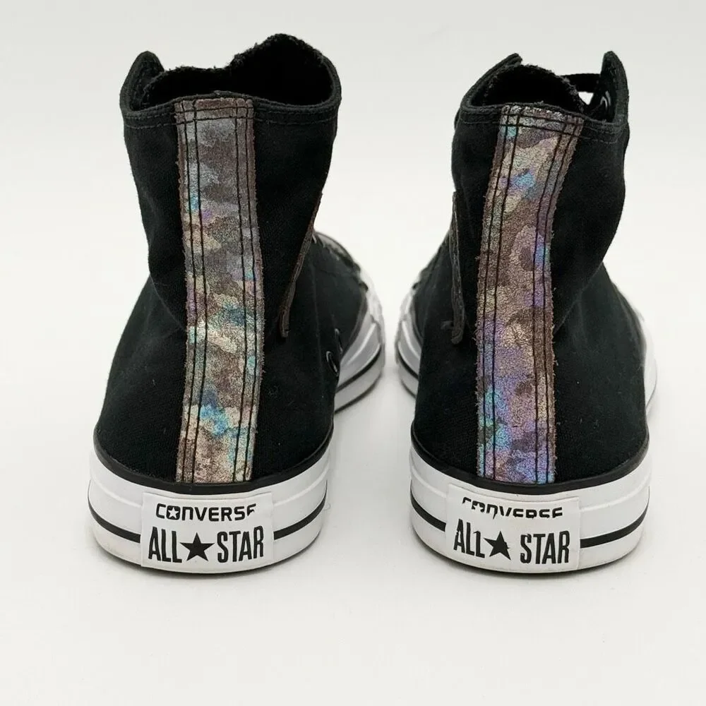 Converse All Star Chuck Taylor High Top Lace Up Black Basketball Shoes with Meta